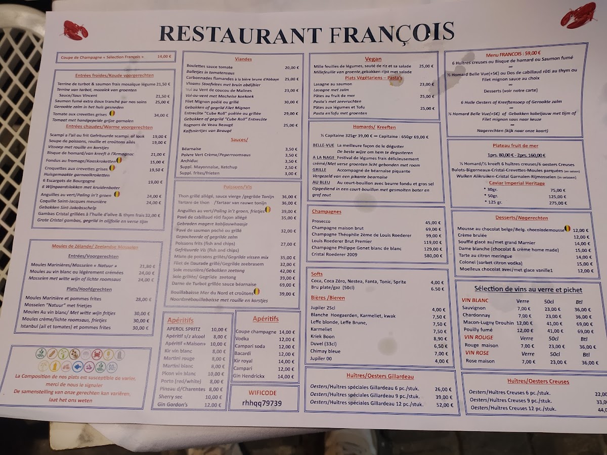 Menu Restaurant Francois-1
